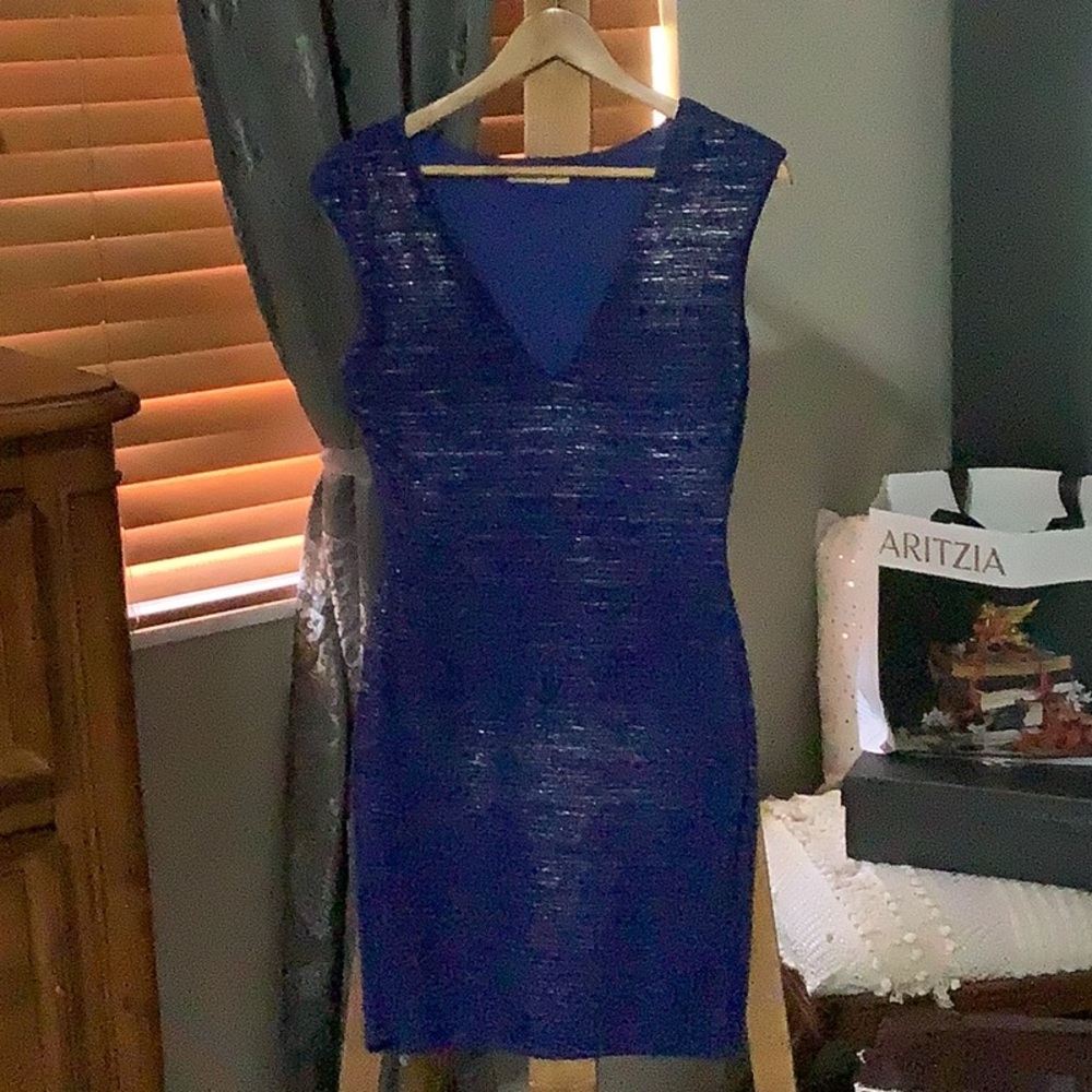 Aritzia Midnight Blue Sparkle Mini Dress